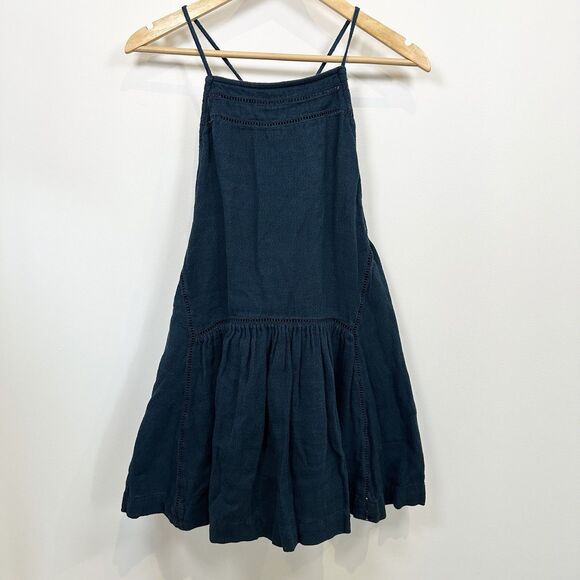 Free People Dresses & Skirts - Free People Tunic Dress Women’s Small Blue Linen Skipping Stones Lined Boho